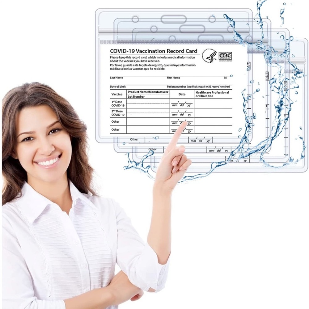 Waterproof Immunization Record Vaccination Card Holder Clear Vinyl Plastic Sleev